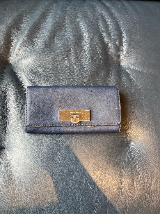 Michael Kors Handbags - Michael Kors Navy Saffiano Wallet with Gold Hardware